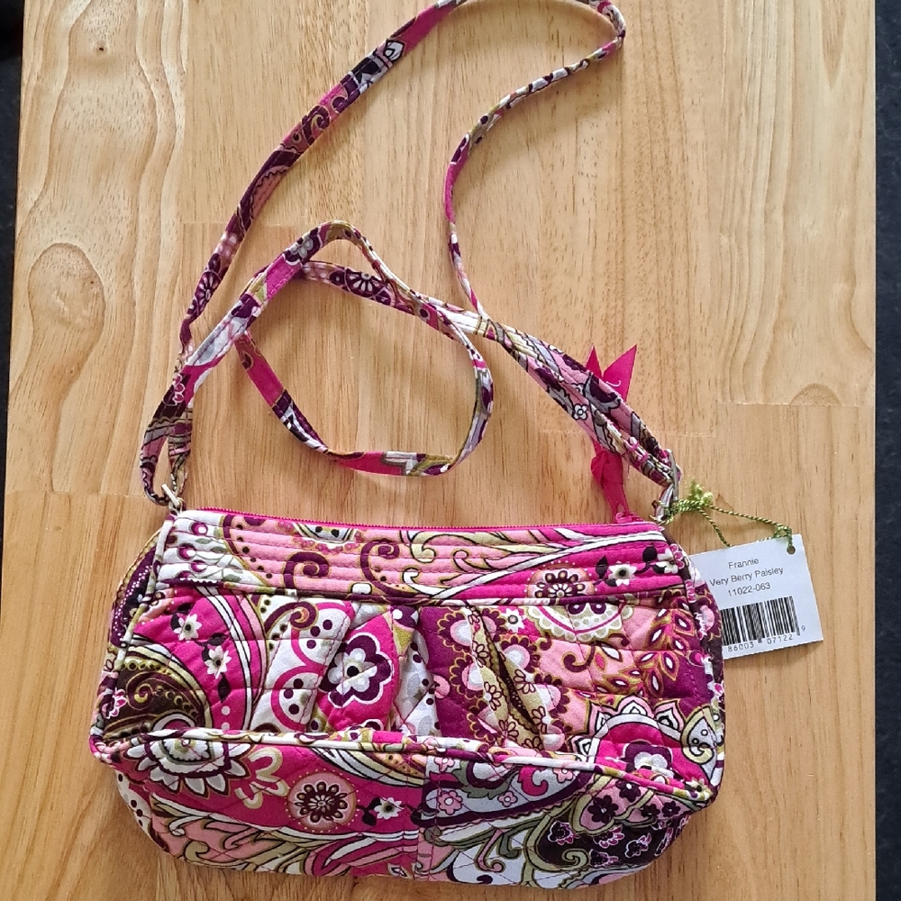 Vera Bradley Frannie Very Berry Paisley Small Shoulder Bag